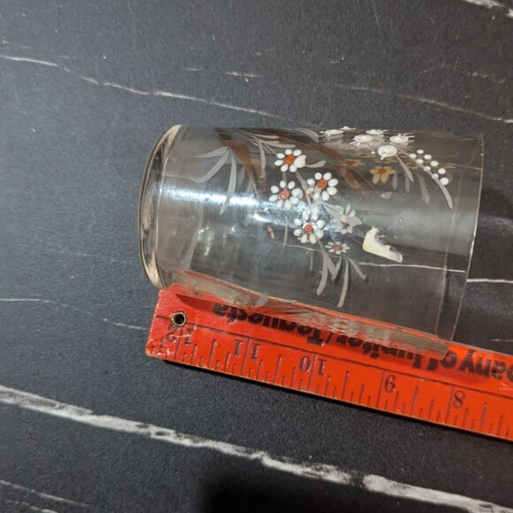 Hand-Painted Vintage Flower Glasses Set Of 2 Elegant Clear Tumblers With Yellow - Picture 8 of 8